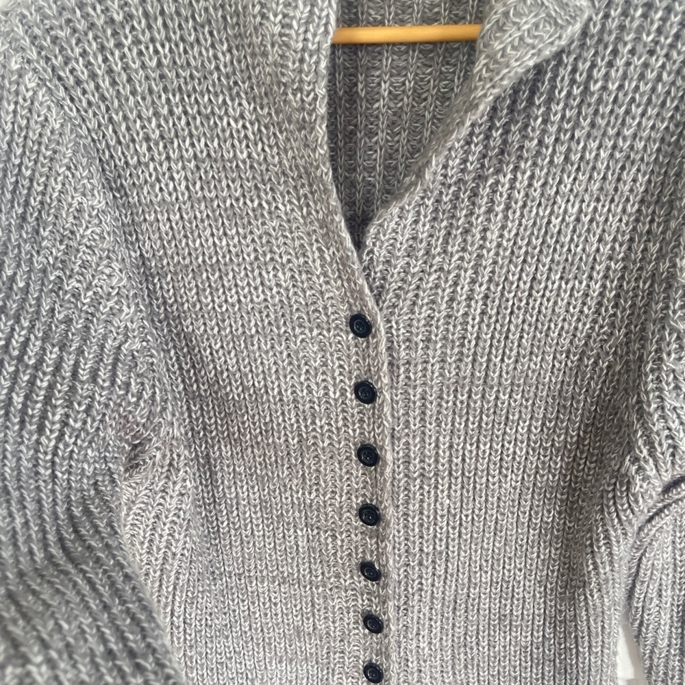 KUBITU Gray Chunky Knit Long Sweater Women’s Large (runs small!) Boho Indie - Picture 3 of 9